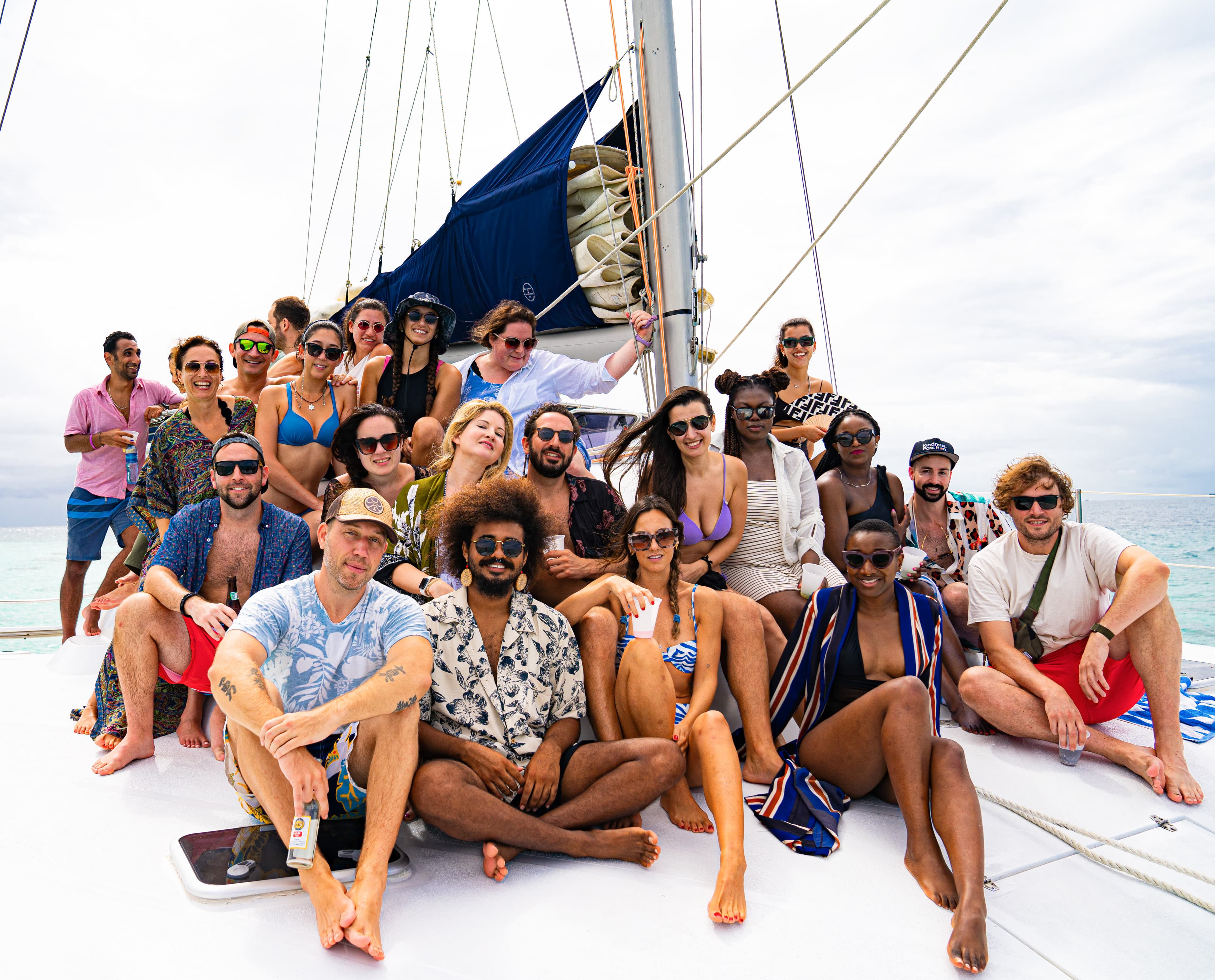 Community members on a boat