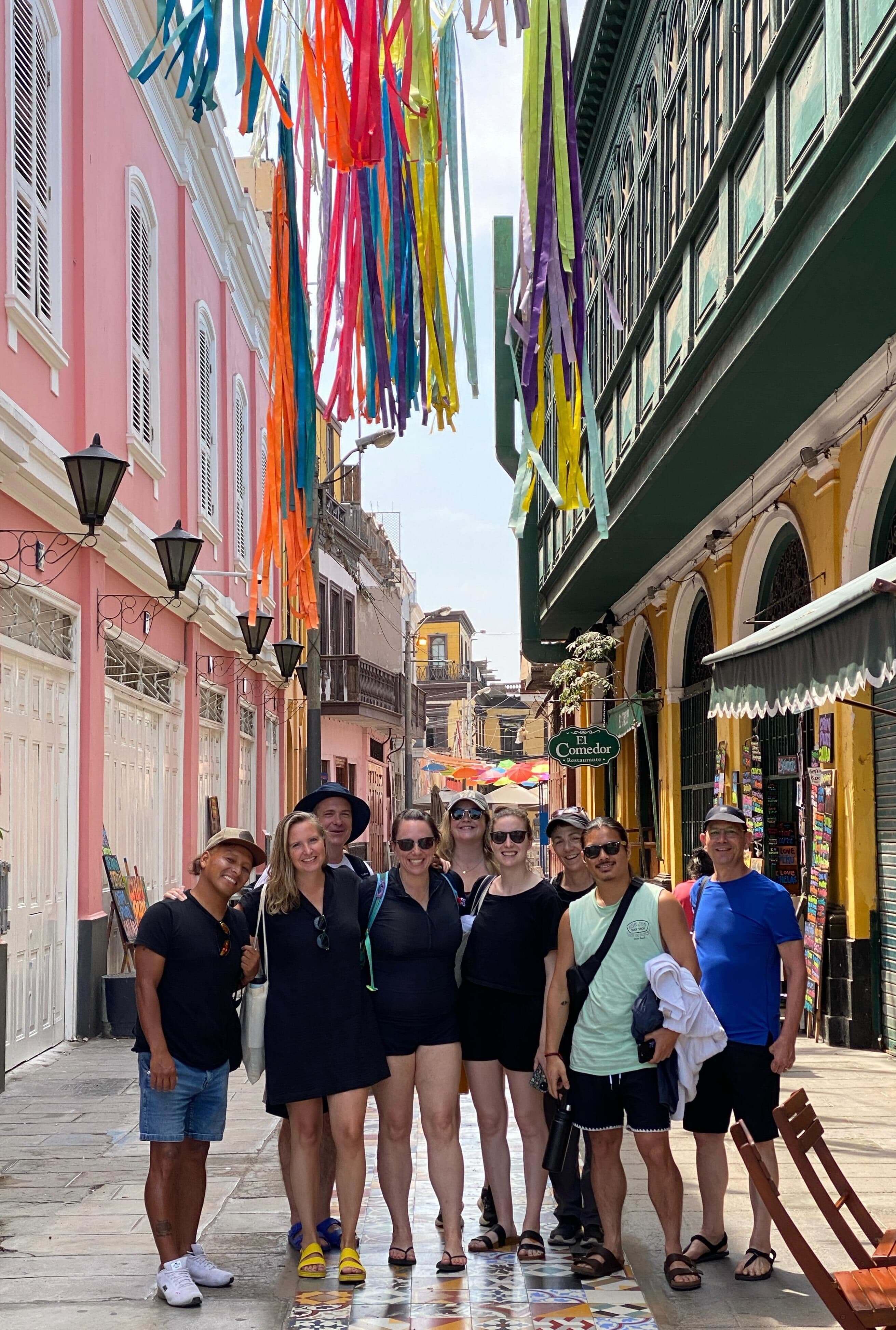 Community members on a walking tour through Lima